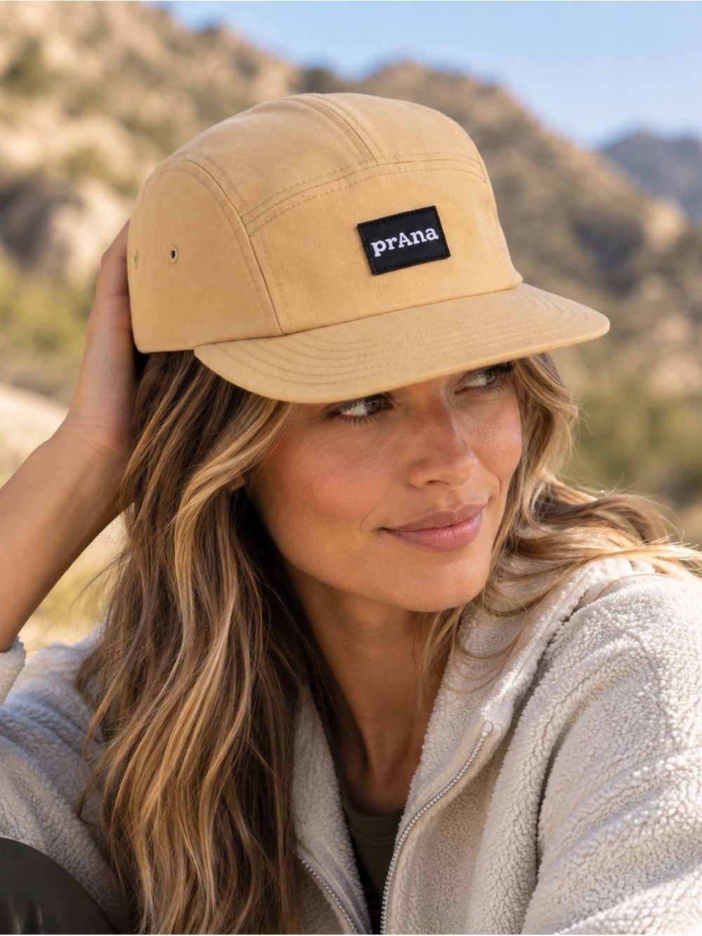Prana Beige Five-Panel Camper Hat